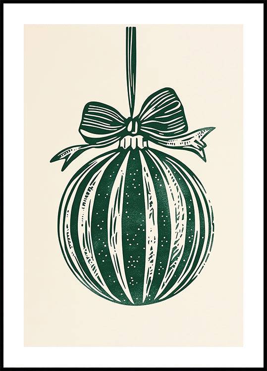 Christmas Ornament Green Illustration Poster (30x40cm) - Plakater > Illustrationsposters, Vinter Posters, Jule Postere, BD