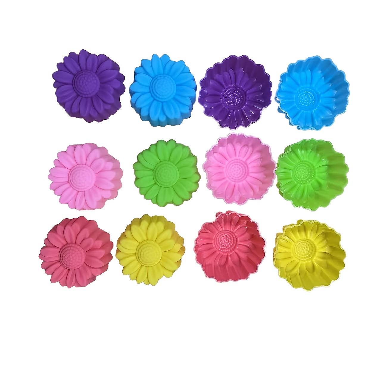 TEMU 12pcs/set (6 Colors), 3d Daisy Silicone Molds, Candle And Aromatherapy Silicone Molds, Gypsum Clay Silicone Molds, Crystal Resin Molds
