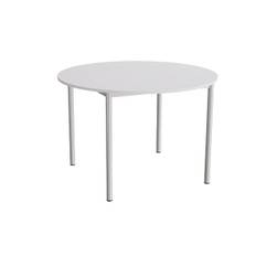 Kantinebord Ø120cm i lyddæmpende grå laminat med alugråt stel, højde 80cm