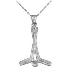 Men's Hockey Pendant Necklace in Sterling Silver - silver