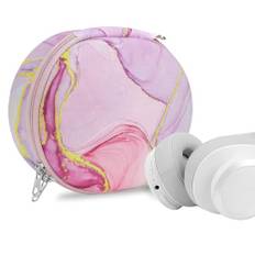 Geekria Nova hörlursfodral, kompatibelt med JBL Tune770NC, Tune760NC, Tune750BTNC, Tune710BT, Tune700BT fodral, ersättning hårt skal resväska med kabelförvaring (rosa marmor)