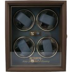 Smart 4-Slot Automatic Walnut Grain Watch Winder MDF Wood Paper Storage Blue Light Control Made Smart Watches Packaging