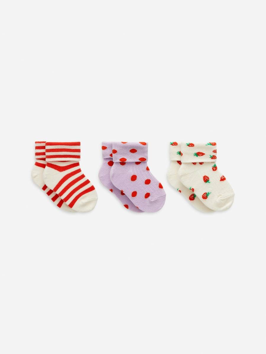 ARKET Ribbade Strumpor, 3-pack -Röd, 13/15