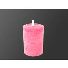 DEKO FLORALE, Bloklys LED, pink, 7,6 cm. i diameter 12 cm.