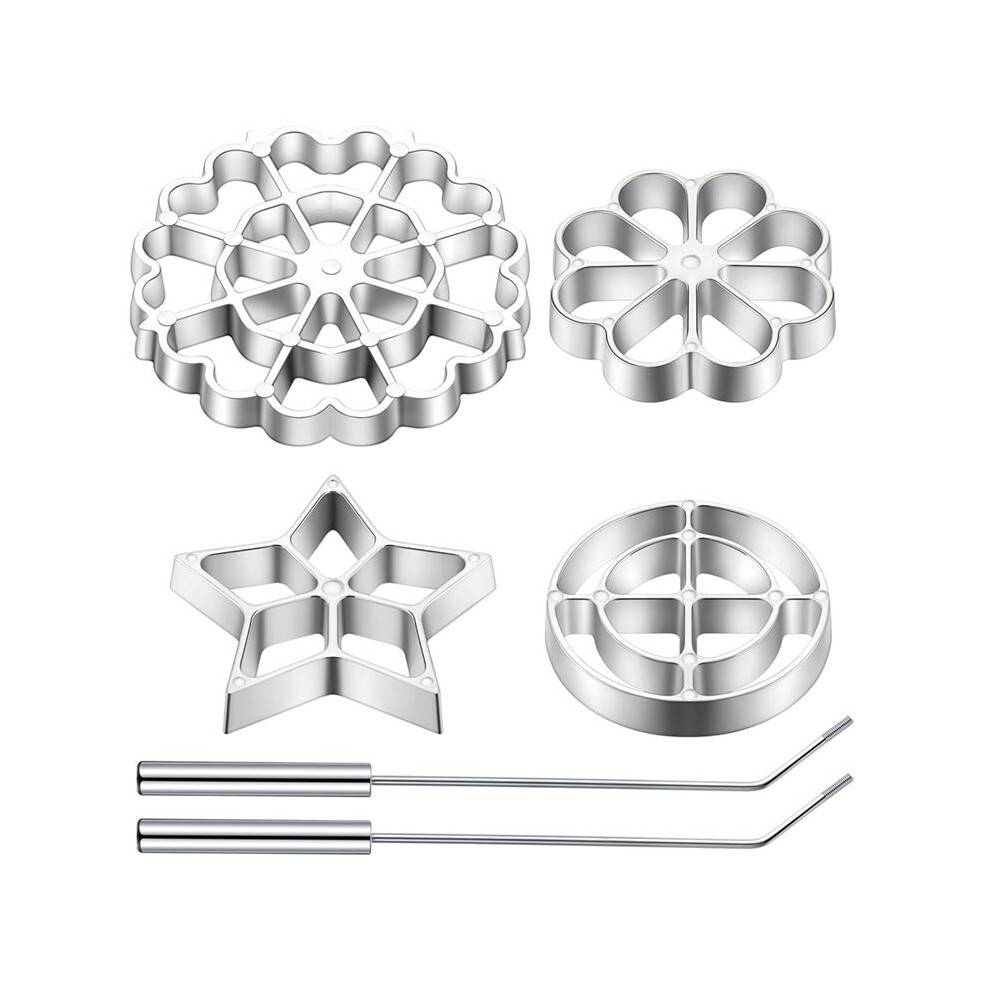 Rosette Iron Molds Set Bunuelos Mold with Handle Cooking Stamp Maker Kit Cookie Cutter Aluminum Alloy Waffle Mold