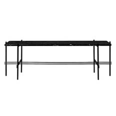 Gubi - Ts Console Table 1 Rack Black Marquina/Black Frame - Avlastningsbord - GamFratesi - Metall/Sten