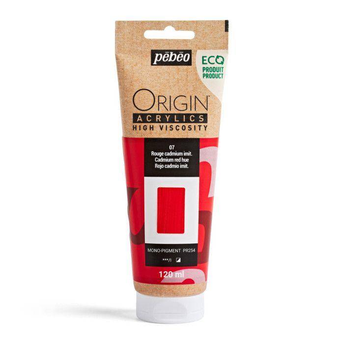 Acrylic paint - Cadmium red - 7 - High viscosity - Pébéo - Origin acrylics - 120ml röd