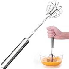 DDSHUN Äggvisp rostfritt stål handtryck visp äggmixer halvautomatisk roterande tryckmixer mjölkskummare multifunktion handvisp för bakning, matlagning, vispning, slag, omrörning, köksredskap - 33,4 cm