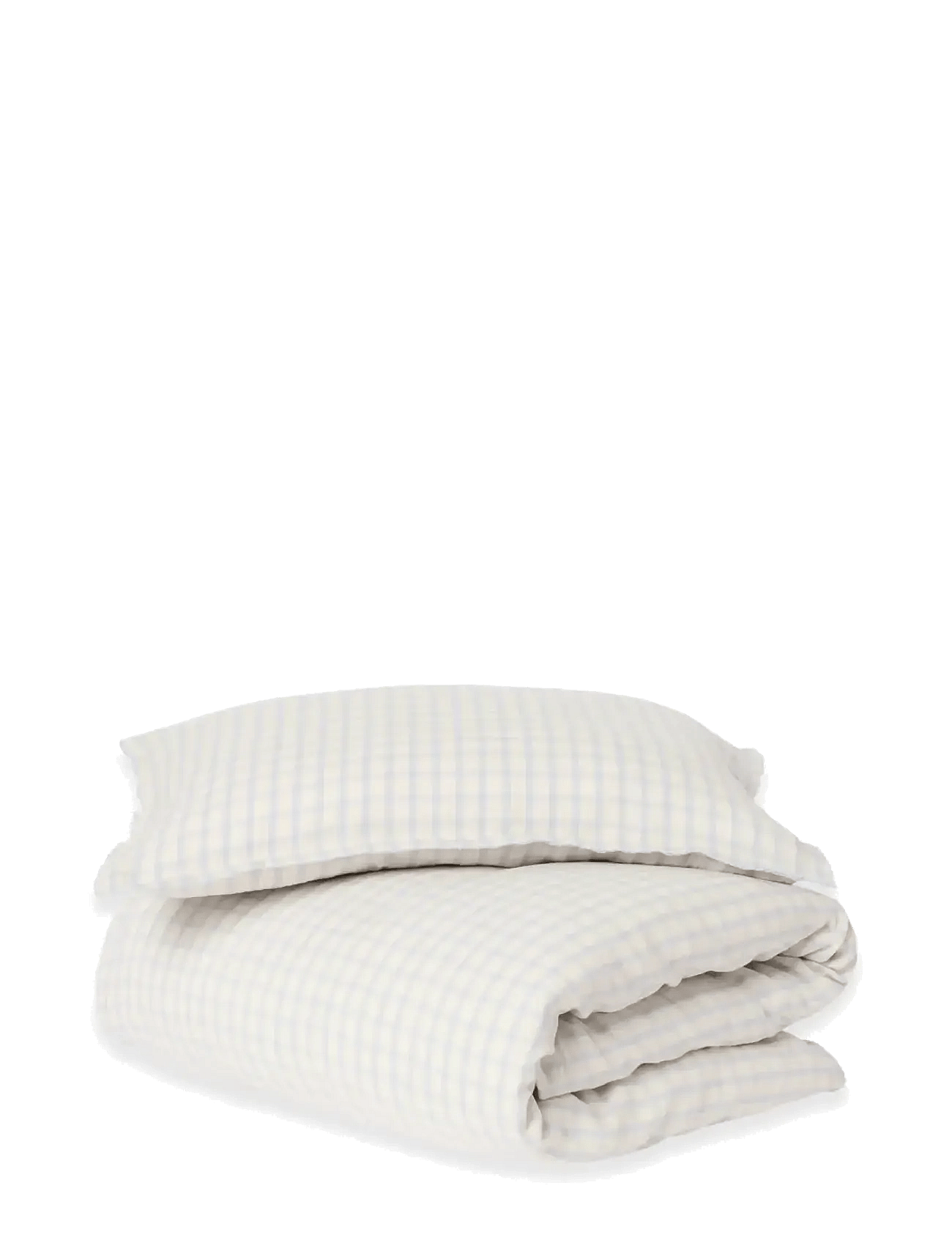 Garbo&Friends Muslin Bed Set Junior, 100X130/ 35X55 Cm, Gingham Sky Blue - Blue - 250