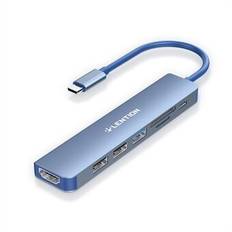 LENTION CE18HCR Cloud Ala Series Portabel USB Hub Adapter Type-C dockningsstation med USB+HD 4K / 30Hz+SD / TF+PD 100W