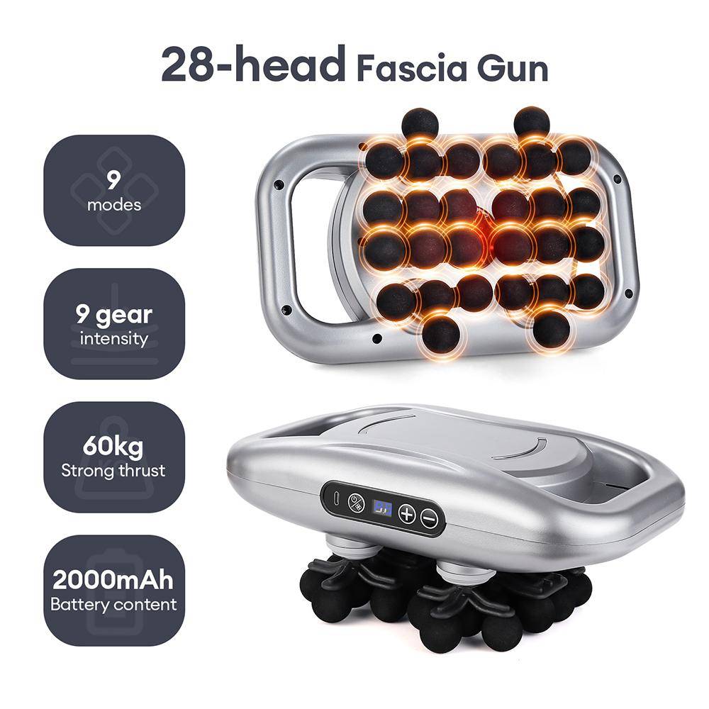 22-huvuds Fasciapistol Högfrekvent Vibration Kroppsmassagepistol Rygg- och Midjemassager Nack- och Axelmassager Muskelmassageapparat