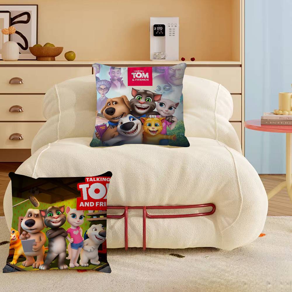 Talking Tom och Vänner Kuddfodral Dekorativ Kudde Soffa Heminredning fodral örngott