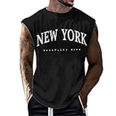 Ärmlös snabbtorkande tank t-shirt för män väst topp för löpning gym sport fitness vardaglig stretch amningslinne tropisk vikt väst sommar ärmlös t-shirts stretch väst för män, Svart, L