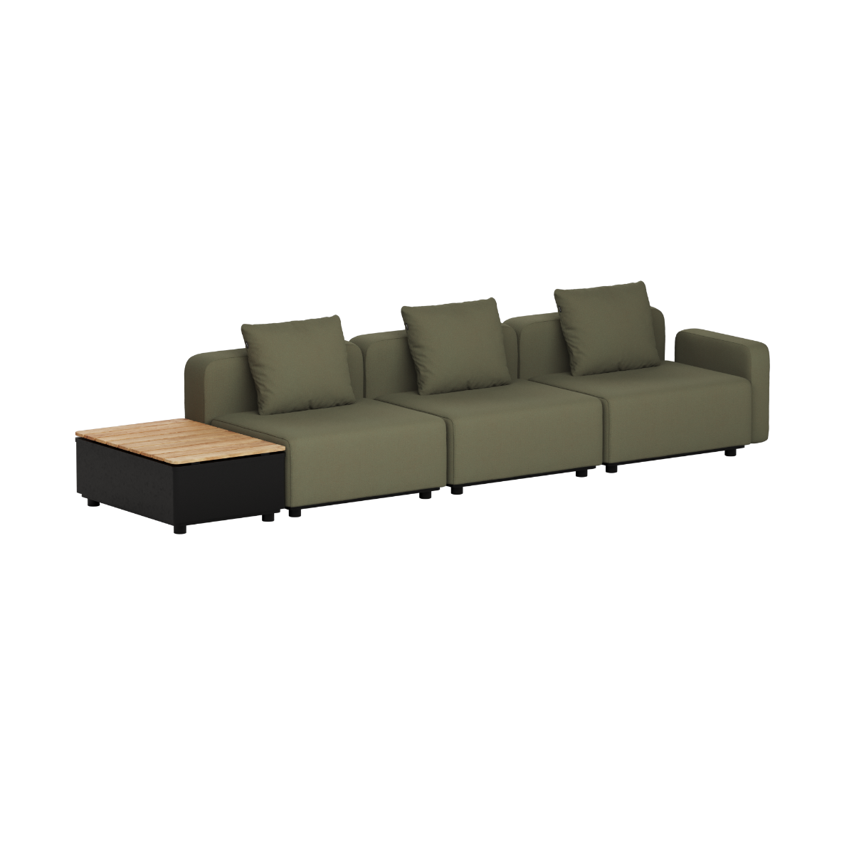 SACKit Cobana Lounge Sofa - 3 seater w/ Patio Storage Table - Kirra Olive