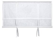 Emmy vit hissgardin med broderat monogram och spets (140cm)