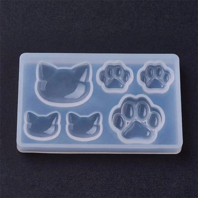 Small Cat Claw Crystal Epoxy Resin DIY Silicone Mold Cat Face Cat Claw Soap Keychain Jewelry Pendant Mold vit
