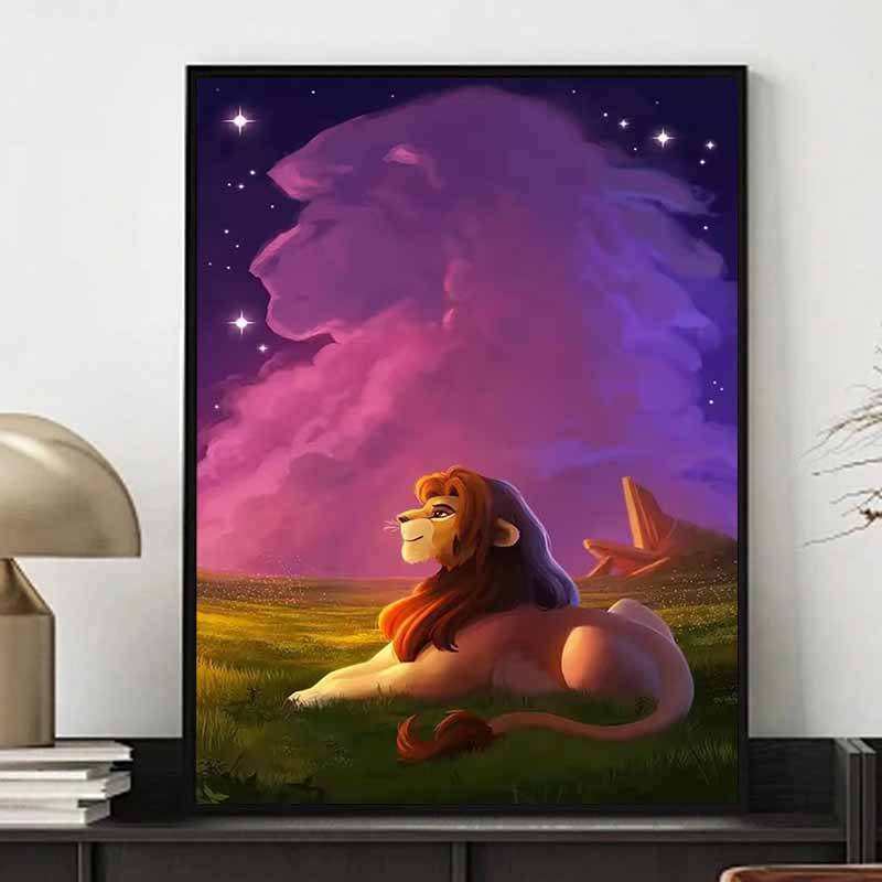 Disney 5D DIY Diamantmålning Dekoration Mufasa och Simba Arv Tema Konstverk Diamantbroderi Strass Korsstygn Set Handgjord