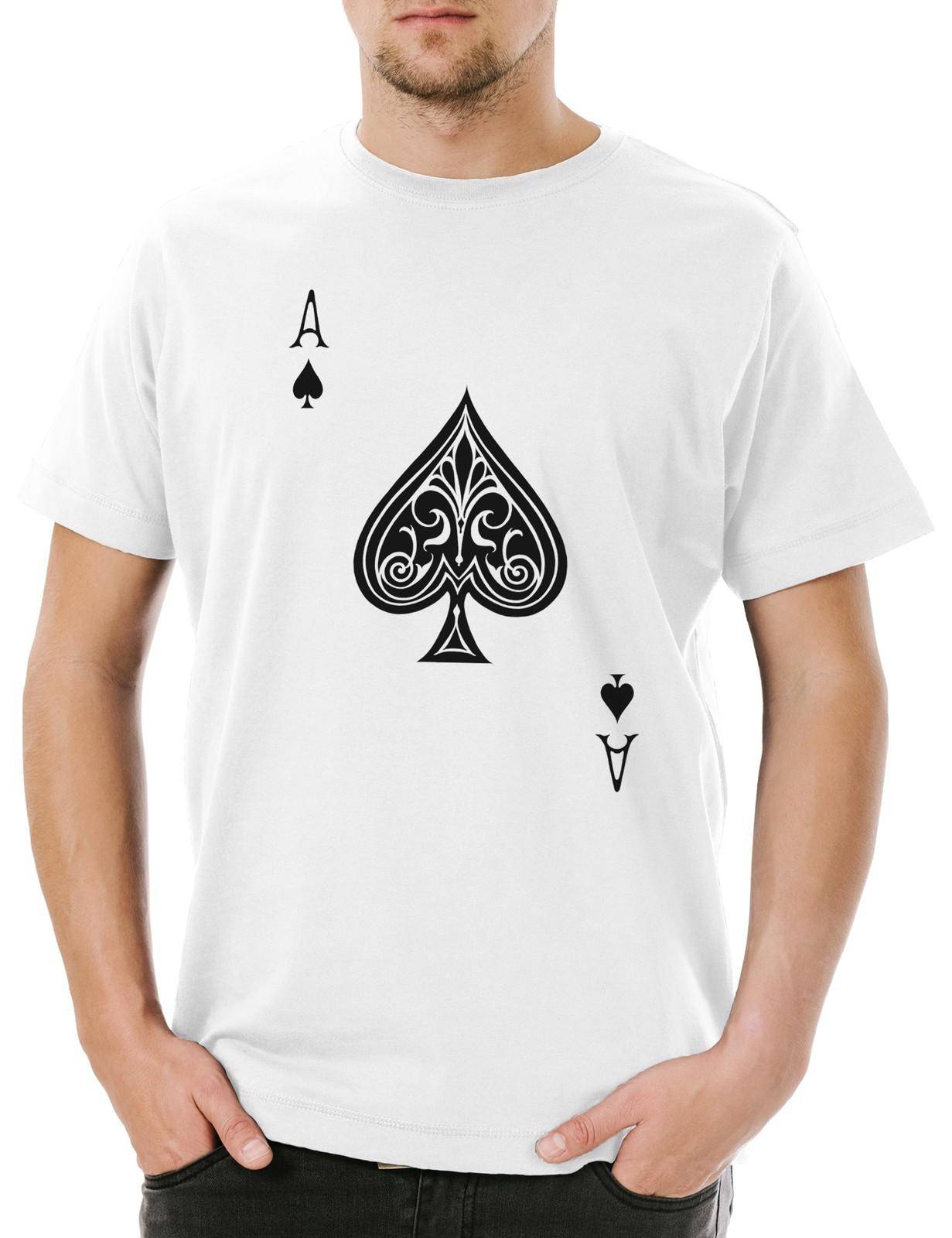 Ess i Spader I Herr T-shirt Herr Dam T-shirts Topp Spader Ess Poker Kort Kasino Kort Kunglig cm white