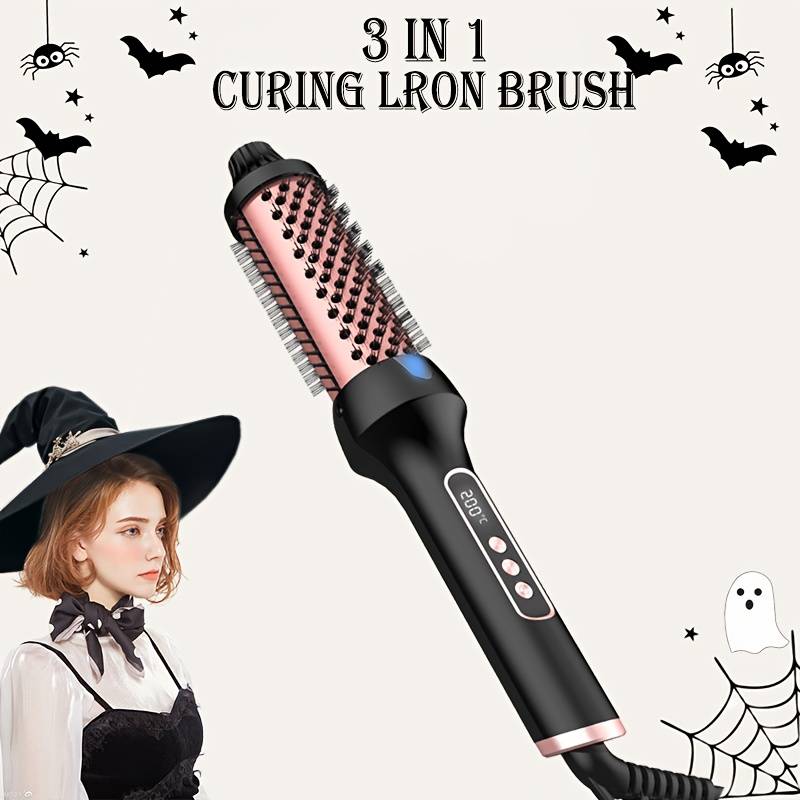 TEMU Ukliss Hair Curler Thermal Brush Curling Iron Brush Heat Hair Curling Brush With Ceramic Hair Styling Brush 3.81cm Heated Round Hair Brush Hot Brush For Curler, Eu Plug