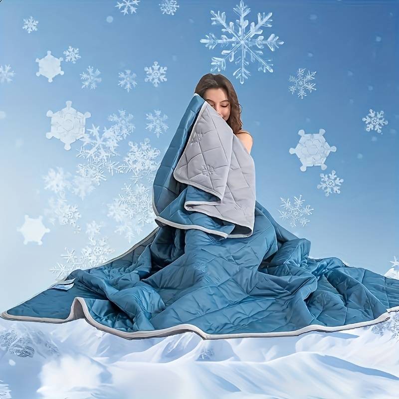 TEMU 1pc Quilted Cooling Thin Blanket, Clover Check Pattern, Reversible Use, Contemporary Style, And Chilling Throw For Bedding