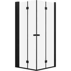 Dansani Match brusehjørne 90x90 cm med Tower badeværelseshylde, klart glas, sort