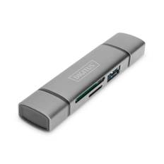 DIGITUS Dualer Kartenlesegerät Hub USB-C / USB 3.0, OTG
