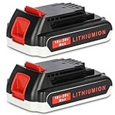 JYJZPB 18 V BL1518 ersättningsbatteri för Black+Decker 18 V elverktyg BL2018 BL1518 BL2018-XJ BL4018 LB20 LBXR20 LBXR2020-OPE LBX20, 2 stycken 18 V batteri