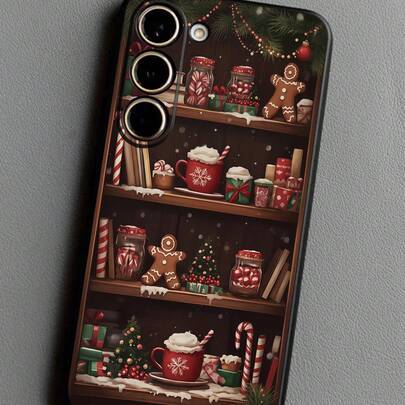 Julgran Pepparkaksgubbe Snöflinga Mobilskal Skyddande Hölje Svart TPU Mjukt Skal Slitstarkt Stötsäkert Full Täckning Kompatibelt med Honor Galaxy A04e (Multi-size)