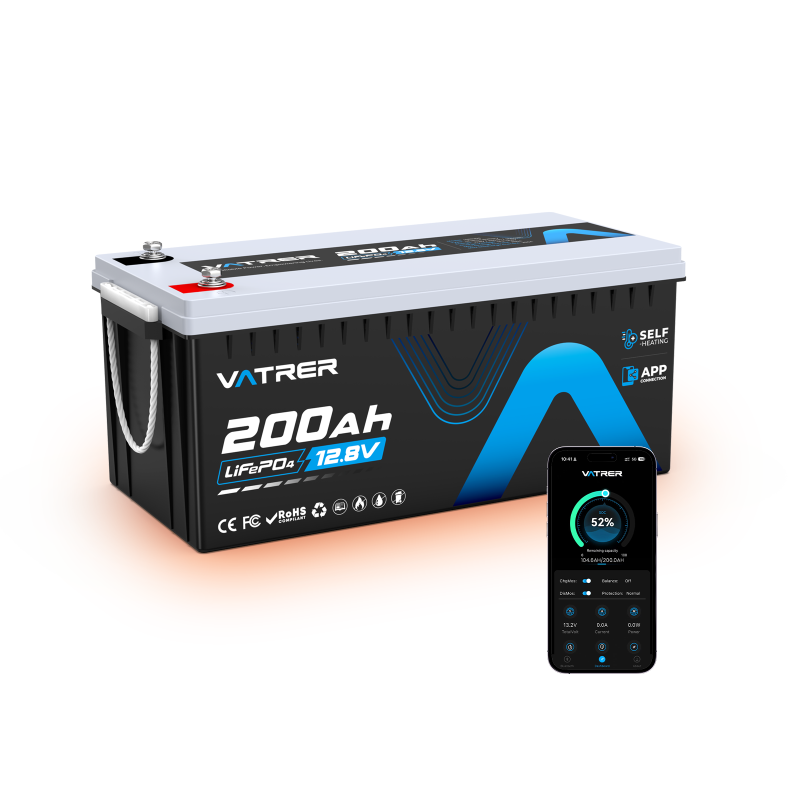 Vatrer 12V 200Ah Bluetooth LiFePO4 Self-Heated Lithium Battery 200A BMS CA - 4 PACK(CAD$662.99/Each)