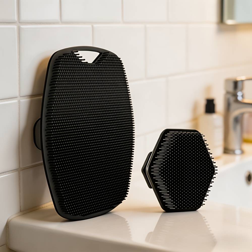 Body Scrubber Set, 2-pack Exfoliating Back Brush With Hexagonal Facial Brush, Shower Cleansing Tools For