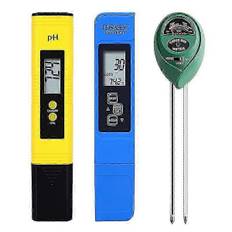 3-pakke PH-måler TDS PPM-måler og 3 i 1 Jord PH-tester PH/EC Digitalt Sæt til Hjem, Have, Græsplæne, Landbrug