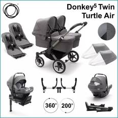 Komplett Startpaket - Bugaboo Donkey5 Twin inkl. Turtle Air GRAPHITE / GREY MELANGE