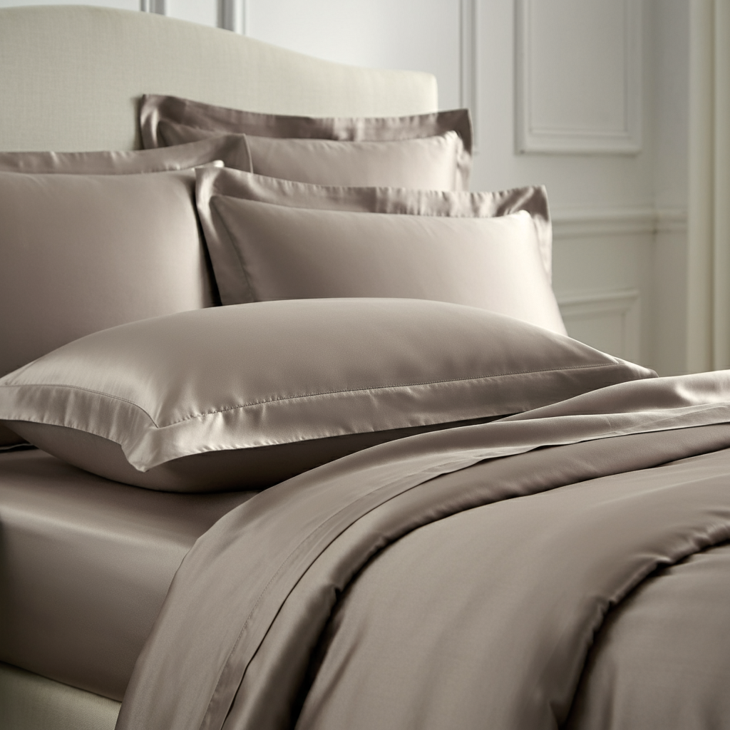 Charm Satin Kissenbezug aus 100% ägyptischer Baumwolle (600TC) – Seidig glatt, glänzend & haarschonend - White Streifen / 40x40