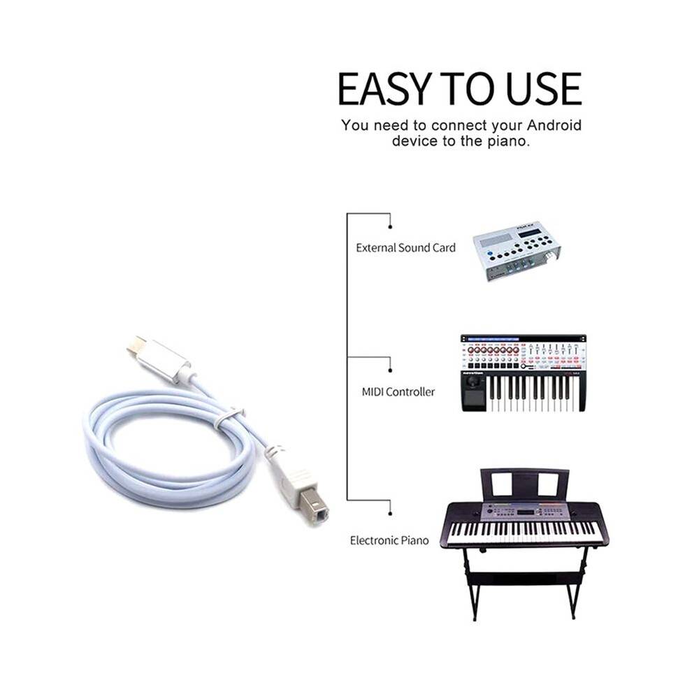 2X Midi USB Type B to Micro-USB Cable Connector Cable, Adapter Cable, Piano Audio Cable