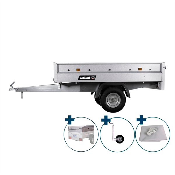Variant 503 DS1 ladtrailer - 500 kg | Inkl. ekstrasider, presenning, næsehjul og montering
