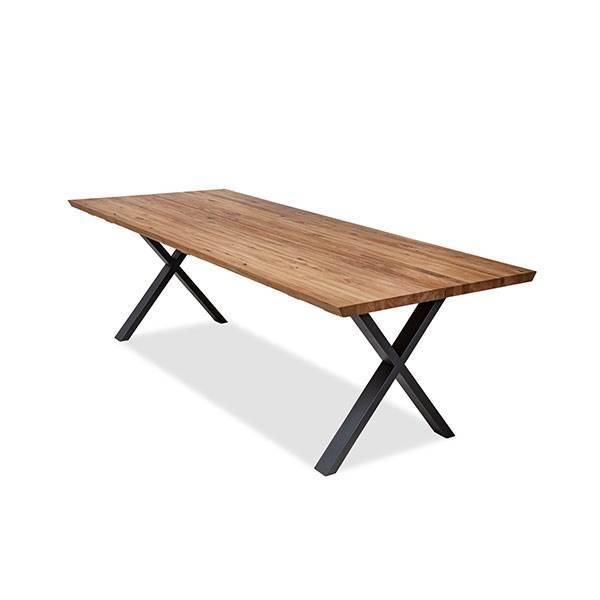 Erling Christensen Møbler Samsø rustik plankebord med X-stel - skrå kant