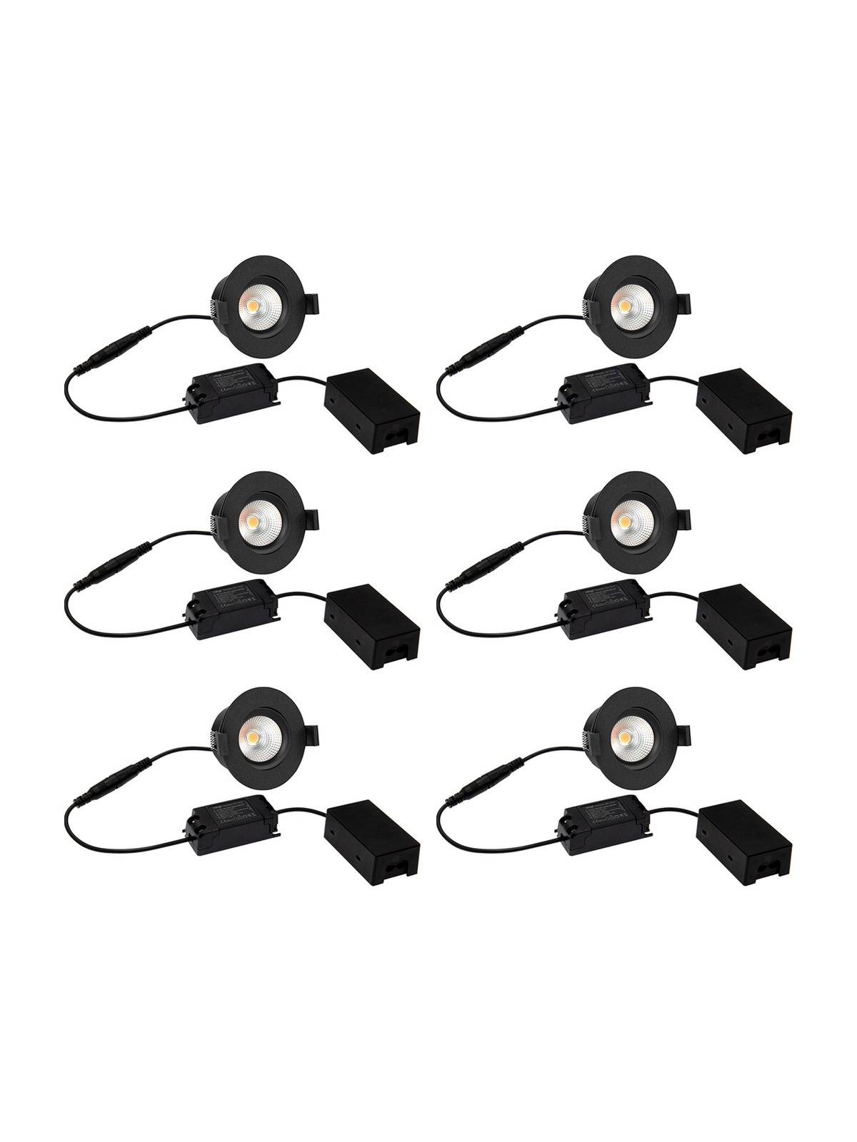 HiluX D3 Tilt360 6-pak - Full Spectrum LED Indbygningsspot - Ra97 - 2700K - Sort.