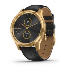 Garmin Vívomove Luxe 24K guld-tone PVD rustfri stålkasse med sort præget italiensk læderrem- Model: 010-02241-02