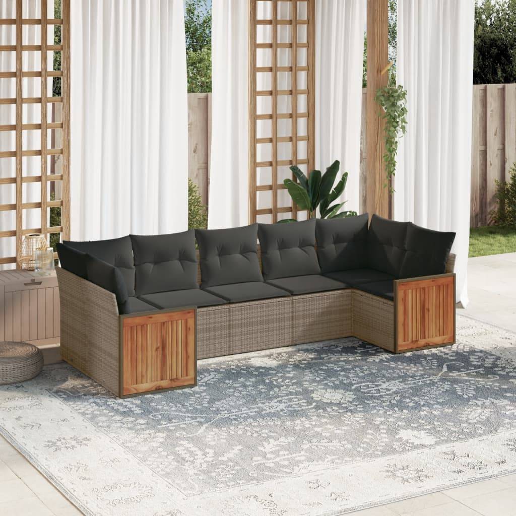 Sofasæt Til Haven 7 Dele Med Hynder Polyrattan - Grå