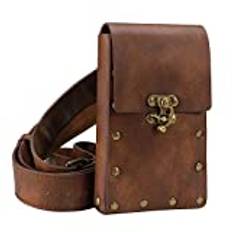 Medeltida ässans vuxen man riddare läder vintage fickbälte ää brun, Brown