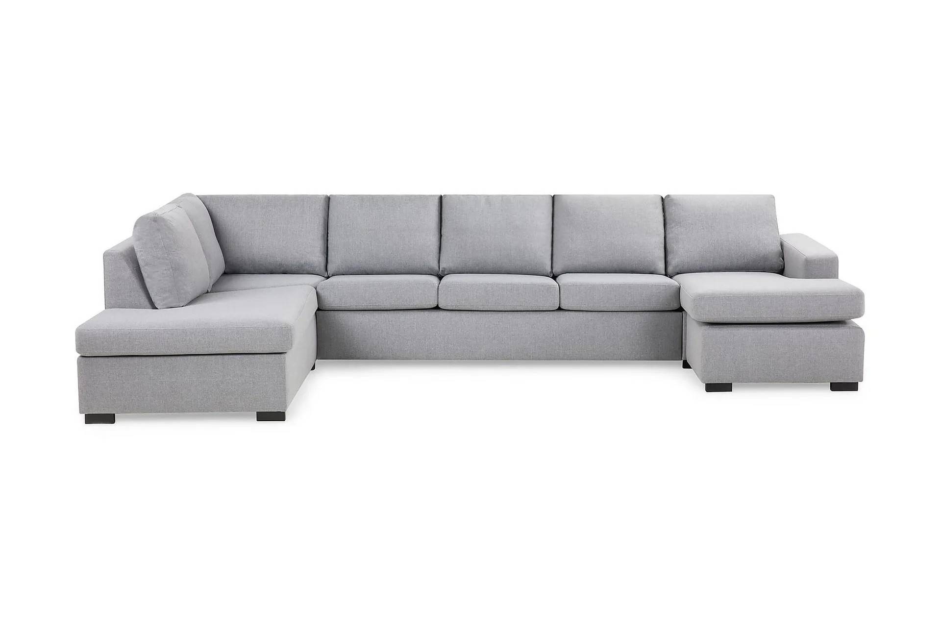 Crazy 5-sits Vänstervänd U-formad X-Large Soffa med Divan och Schäslong i Tyg - Grå U-soffa Basic Home
