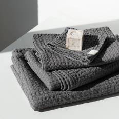 Set 3-pack våfflad linnehandduk- Mörkgrå