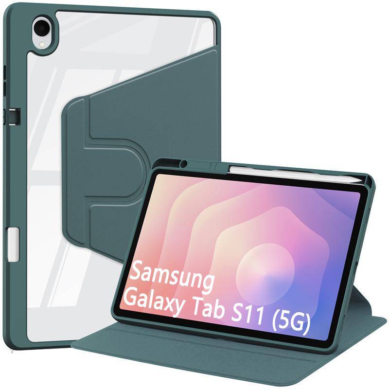For Samsung Galaxy Tab S11 5G 11inch Case SM-X730 Acrylic 360°Rotating Stand Tablet Funda For Tab S11 SM-X736 11 Shell rosa
