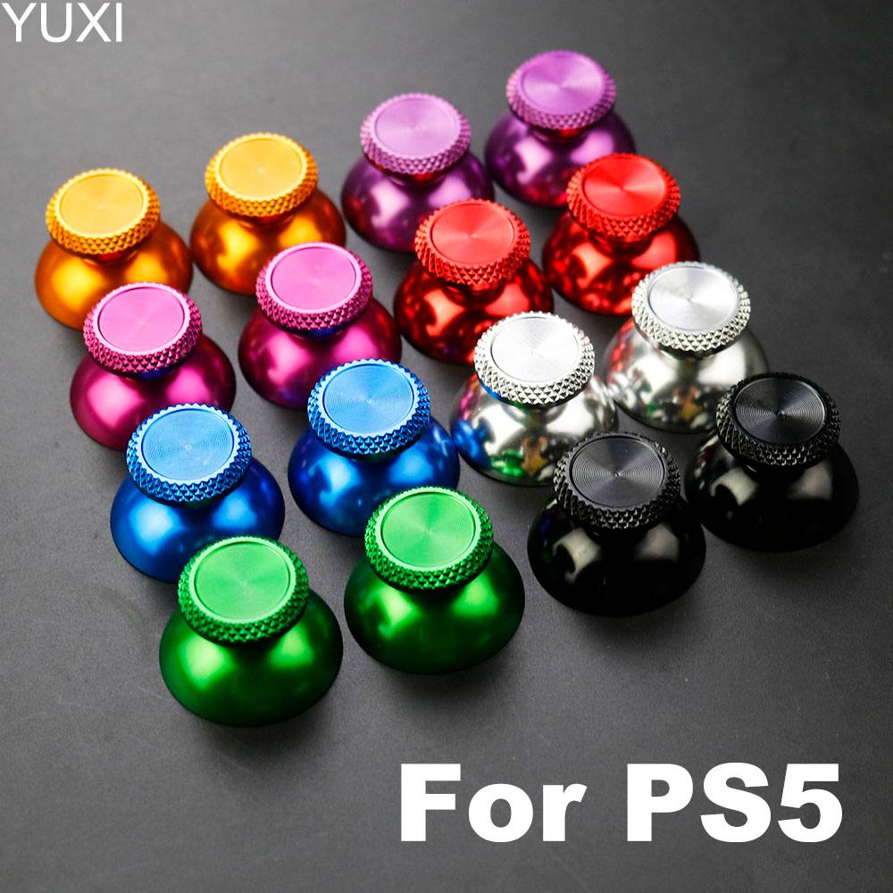 YUXI 2PCS Metal Analog Joystick Thumb Stick Grip Cap Replacement Parts for PS5 Controller Thumbstick Replacement