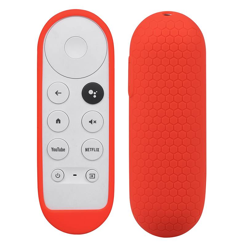 Silikonfodral för chromecast google tv voice fjärrkontroll stötsäkert skyddande fjärrkontroll för chromecast röstfjärrkontroll - Röd