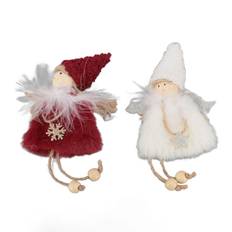 2Pcs Xmas Tree Plush Ornaments Mini Soft Door Wall Hanging Girl Doll House Decoration White Red