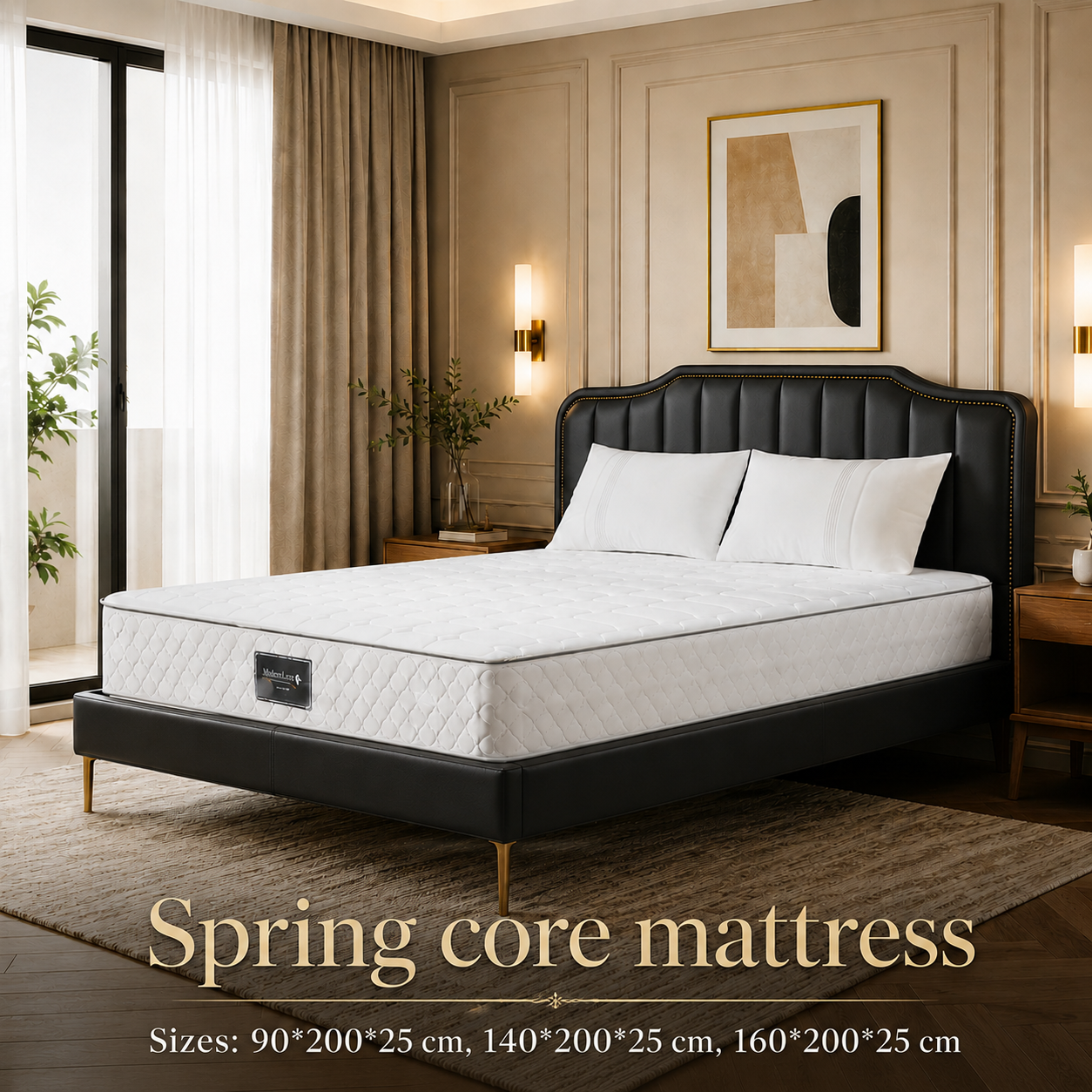 Spring mattress 90/140/160x200cm, 7-zone spring mattress, pocketed spring core, quilted microfiber cover, medium-firm orthopedic trampoline mattress, 25 cm high