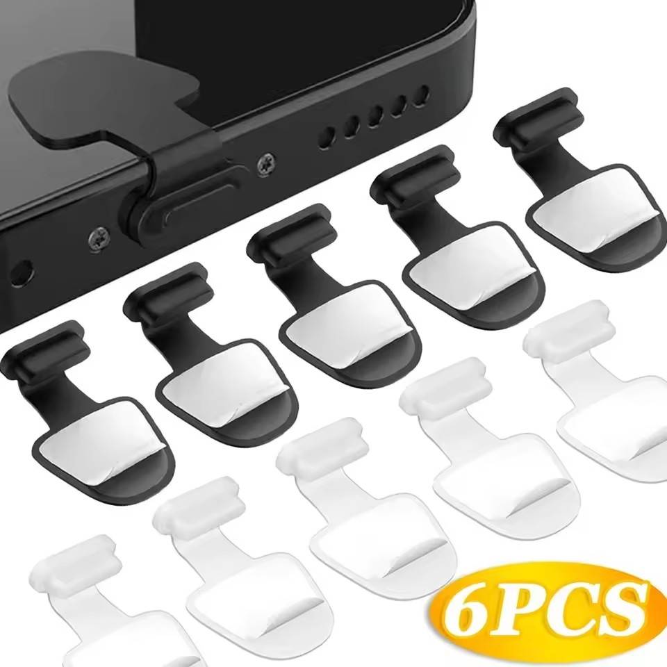 6/1PCS Silicone Dustplugs Cover Anti-Lost Cap USB Type-C Port Protector Charging Port Anti-Dust Dirt Plug for iPhone Samsung
