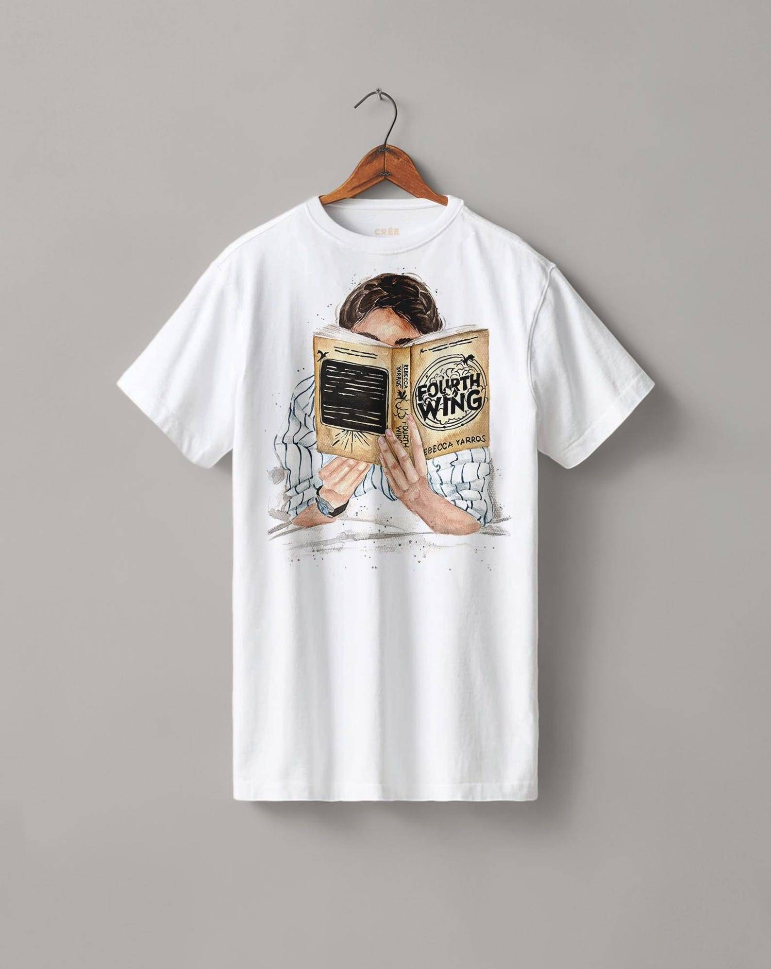 Fourth Wing bok tungviktig t-shirt | hår- och hudalternativ cm white