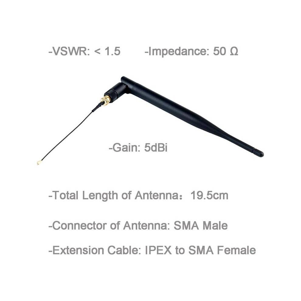 915MHz LoRa Antenn 5dBi SMA Hane 195mm + IPEX Till SMA Honkabel för Meshtastic ESP32 LoRa 32 V3 HTCC-AB02S(Paket med 4)